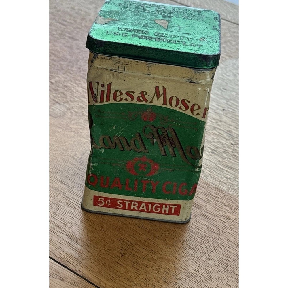 Vintage Miles & Mosher Cadillac Cigars 5¢ Advertising Tin Tobacco Can